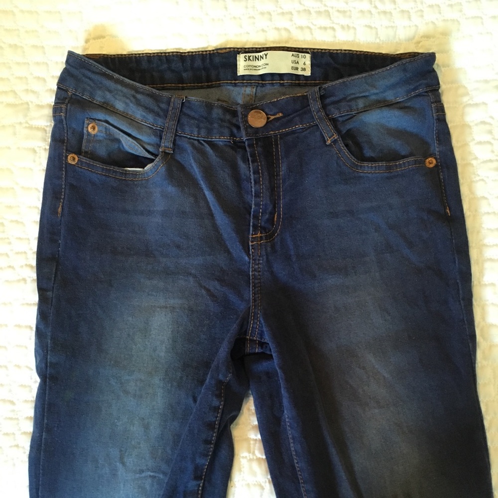 Stone wash blue jeans